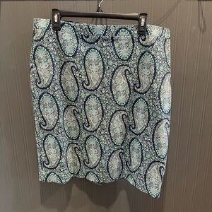J‎ Crew paisley fully lined skirt size 16 office business casual ruffle mini